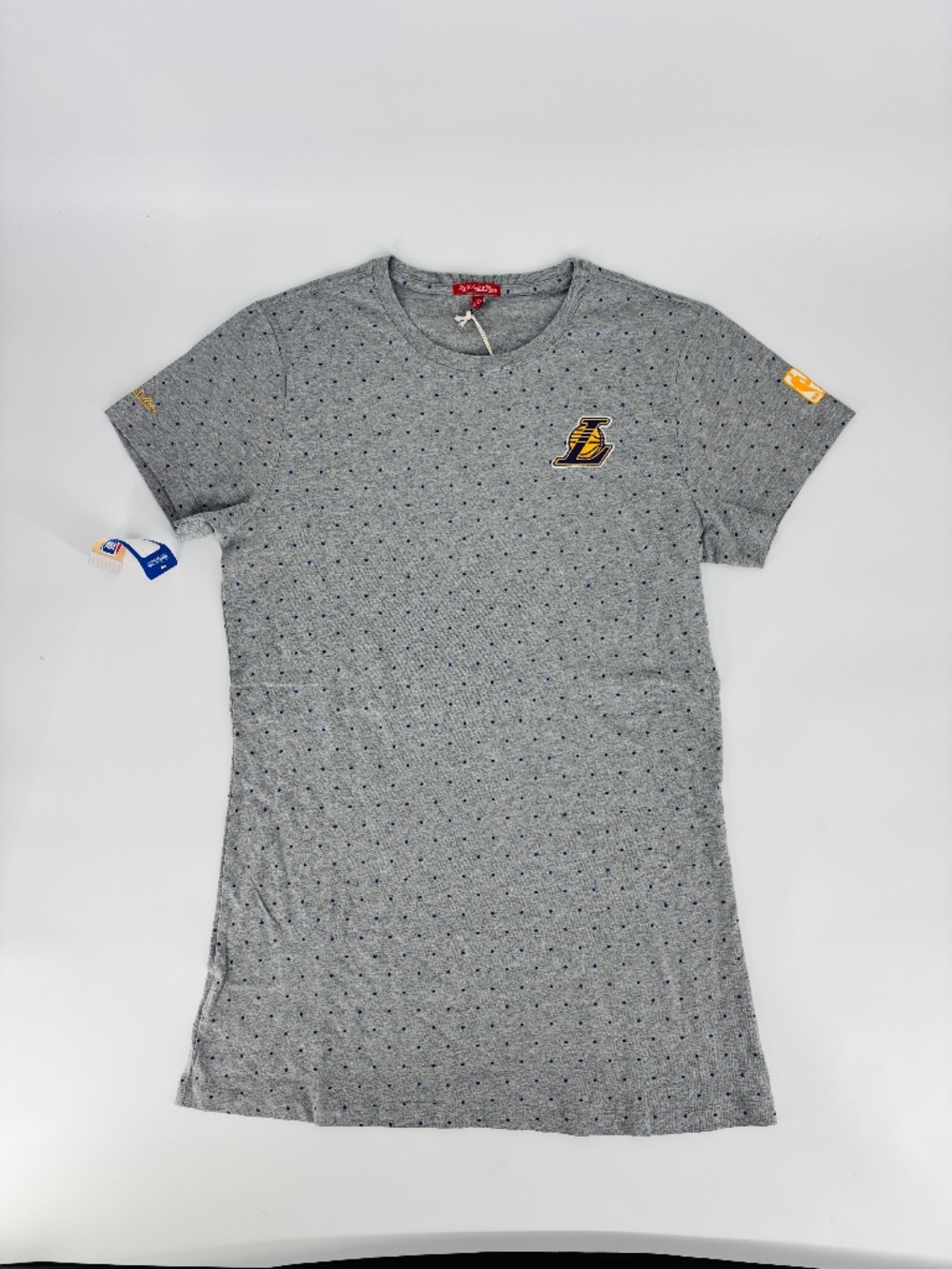 NWT Mitchell & Ness Women's T-Shirt Dress Gray Polkadot LA Lakers Size: M